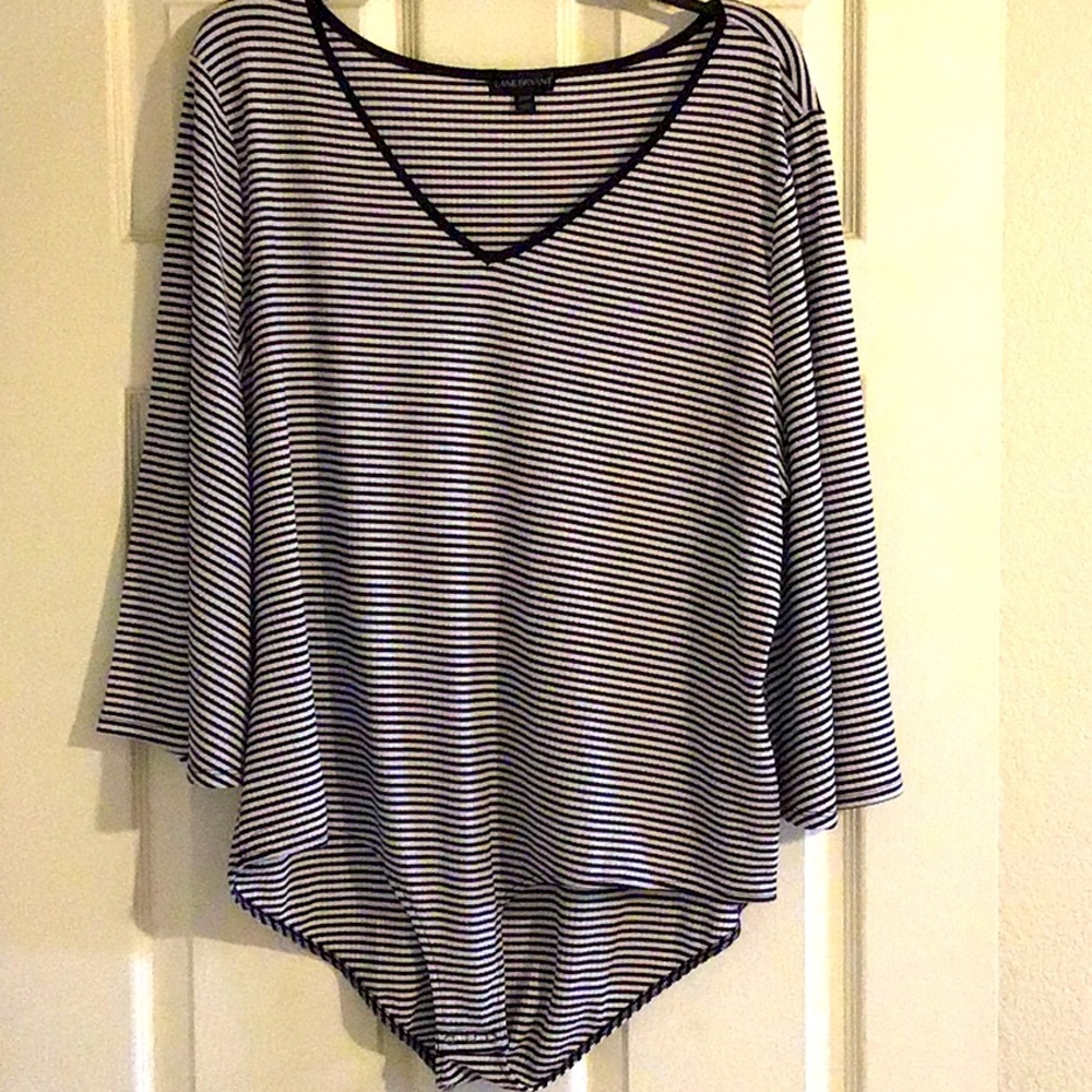 LB Black and white striped bodysuit 22/24